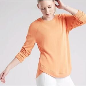 Athleta Serene Mindset Sweatshirt Sz S Sunset Orange Raglan‎ Sleeve Pullover Top